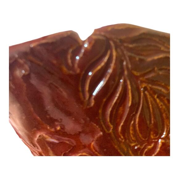 Handmade Original Clay Trinket Bowl Imprinted & Free Form Shape 6"Tx7"W - Picture 8 of 10